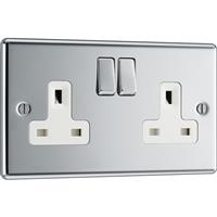 BG Polished 13A DP Switched Socket 2 Gang in Chrome Steel