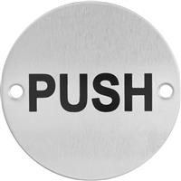Eclipse Satin Stainless Steel Door Sign Push 76mm in Silver