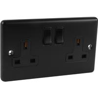 Wessex Electrical Wessex Matt 13A DP Socket 2 Gang in Black