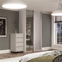 Spacepro Shaker 2 Door Sliding Wardrobe Kit and Mirror 1145 x 2260mm in Cashmere Steel/MFC/Glass