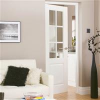 JB Kind Faro Glazed Internal Door 35 x 1981 x 838mm in White Mdf