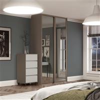 Spacepro Shaker 2 Door Sliding Wardrobe Kit Stone Framed Mirror 1145 x 2260mm in Grey Steel/Glass