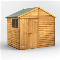 Power Overlap Apex Shed 6' x 8' Double Doors in Natural Timber