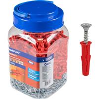 Rawlplug UNO Universal Contract Wall Plug 6mm With Screws (500 Pack) in Red