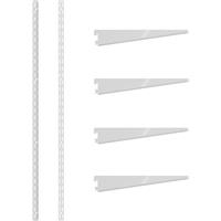 Rothley Twin Slot Shelving Kit 1220mm Uprights (x2) & 220mm Brackets (x4) in White Steel