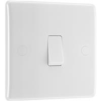 BG Low Profile Switch 1 Gang 2 Way (20A-16AX) in White Plastic