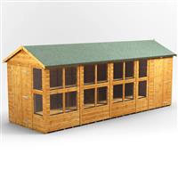 Powersheds Power Apex Potting Shed Combi including 4ft Side Store 18' x 6' in Natural Timber