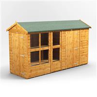 Powersheds Power Apex Potting Shed Combi including 6ft Side Store 12' x 4' in Natural Timber