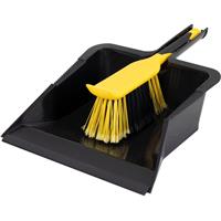 Bulldozer Heavy Duty Dustpan and Brush Set in Yellow Rubber