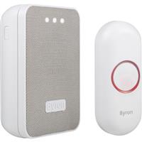 Byron Wireless Mesh Finish Doorbell Set Portable in White