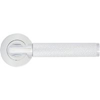 Stanza Bilbao Lever on Rose Door Handles Polished (Pair) in Chrome Aluminium