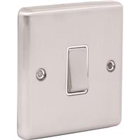 Wessex Electrical Wessex Brushed Stainless Steel Switch 1 Gang 2 Way in Silver