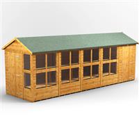 Powersheds Power Apex Potting Shed Combi including 4ft Side Store 20' x 6' in Natural Timber