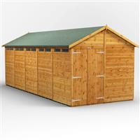 Powersheds Power Apex Security Shed 20' x 8' - Double Doors in Natural Timber