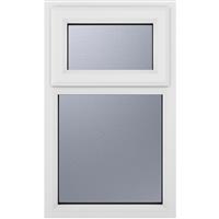 Crystal Casement uPVC Window Top Hung Opening Over Fixed Light 610mm x 1115mm Obscure Triple Glazed in White