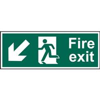 Centurion Fire Safety Sign Fire Exit Down/Left 400 x 150