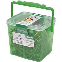 Spax Pozi Flat CSK Yellox Coated PZ2 Tub 5.0 x 70mm (250Pk) in Gold Steel