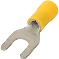 Fork Connectors 6 x 6.4mm (100 Pack) in Yellow