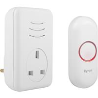 Byron Wireless Doorbell Set Plug Through in White