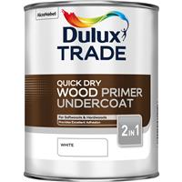 Dulux Trade Quick Dry Wood Primer Undercoat Paint 1L in White