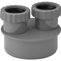 Aquaflow Double Waste Adaptor 40/40mm in Grey
