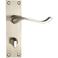 Lockworks Victorian Scroll Door Handle Bathroom Satin (Pair) in Nickel