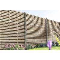 Forest Garden Pressure Treated Contemporary Double Slatted Fence Panel 6' x 6' (3 Pack) in Natural Timber