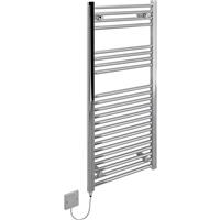 Kudox Electric Pre-Filled Flat Towel Radiator 1100 x 500mm 250W in Chrome Steel