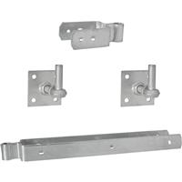 GateMate Standard Field Gate Hinge Set with Adjustable Hooks 600mm Galvanised in Silver Galvanised Steel