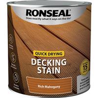 Ronseal Quick Drying Decking Stain 2.5L Rich in Mahogany