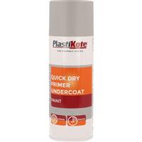 Plastikote Quick Dry Primer Undercoat Spray Paint 400ml in Grey Plastic