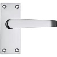 Lockworks Victorian Straight Door Handle Short Latch Polished (Pair) in Chrome