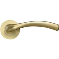 Stanza Siena Lever on Rose Door Handles Brass (Pair) in Favo Satin