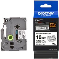 Brother Pro Tape Strong Adhesive Tape Black On (18mm) in White
