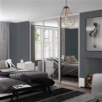 Spacepro Shaker 3 Door Sliding Wardrobe Kit Framed Mirror 2592 x 2260mm in Cashmere Steel/Glass