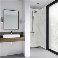 Mermaid Carrara Laminate Shower Wall Panel Square Edged 2420mm x 900mm in Marble
