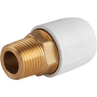 Hep2O Male Adaptor Brass Socket 10mm x 1/2" in White Plastic/Brass