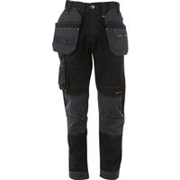 DeWalt Men's Harrison Pro Stretch Holster Pocket Trousers /Grey 38" L in Black Polyester/Cotton/Elastane