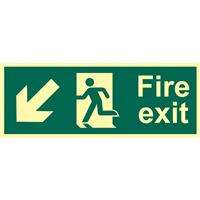 Centurion Photoluminescent Fire Exit Sign Arrow Down/Left
