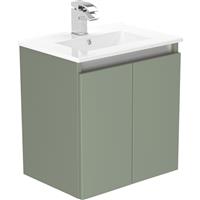 Newland Double Door Slimline Wall Hung Vanity Unit With Basin Sage 500mm in Green MFC