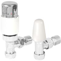 Corgi Controls Corgi Angled TRV & Lockshield Chrome in White/Chrome Brass