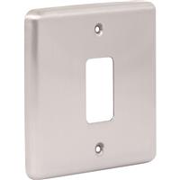 Wessex Electrical Wessex Brushed Stainless Steel Grid Front Plate 1 Gang in Silver