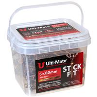 Ulti-Mate Stick-Fit Woodscrews Tub 5.0 x 80mm (350pk) in Gold