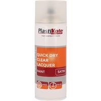 Plastikote Quick Dry Lacquer Spray Paint Satin 400ml in Clear Plastic
