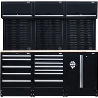 Bunker Modular Storage Combo 14 PC with Hardwood Worktop in Black Stainless Steel