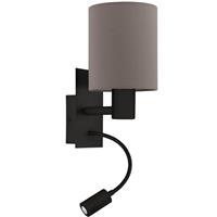 Eglo Pasteri Wall Lamp With Reading Light 40W 320lm 3000K /Brown in Black Steel