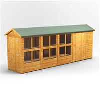 Powersheds Power Apex Potting Shed Combi including 6ft Side Store 18' x 4' in Natural Timber