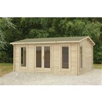 Forest Garden Rushock 5.0m x 4.0m Log Cabin 247cm(h) x 524cm(w) x 434cm(d) in Natural Timber