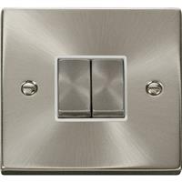 Click Deco Satin Switch 10A 2 Gang 2 Way in Chrome Stainless Steel