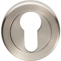 Serozzetta Euro Profile Escutcheon On Round Rose Satin in Nickel
